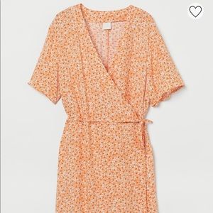 H&M Light Orange Floral Wrap Dress